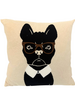 CASHMERE DOG PILLOW: 21" x 21": BEIGE-BLACK