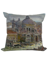 SILK PRINTED  PILLOW ON BOTH SIDE : VENICE MULTI PILLOW : 21" X 21"