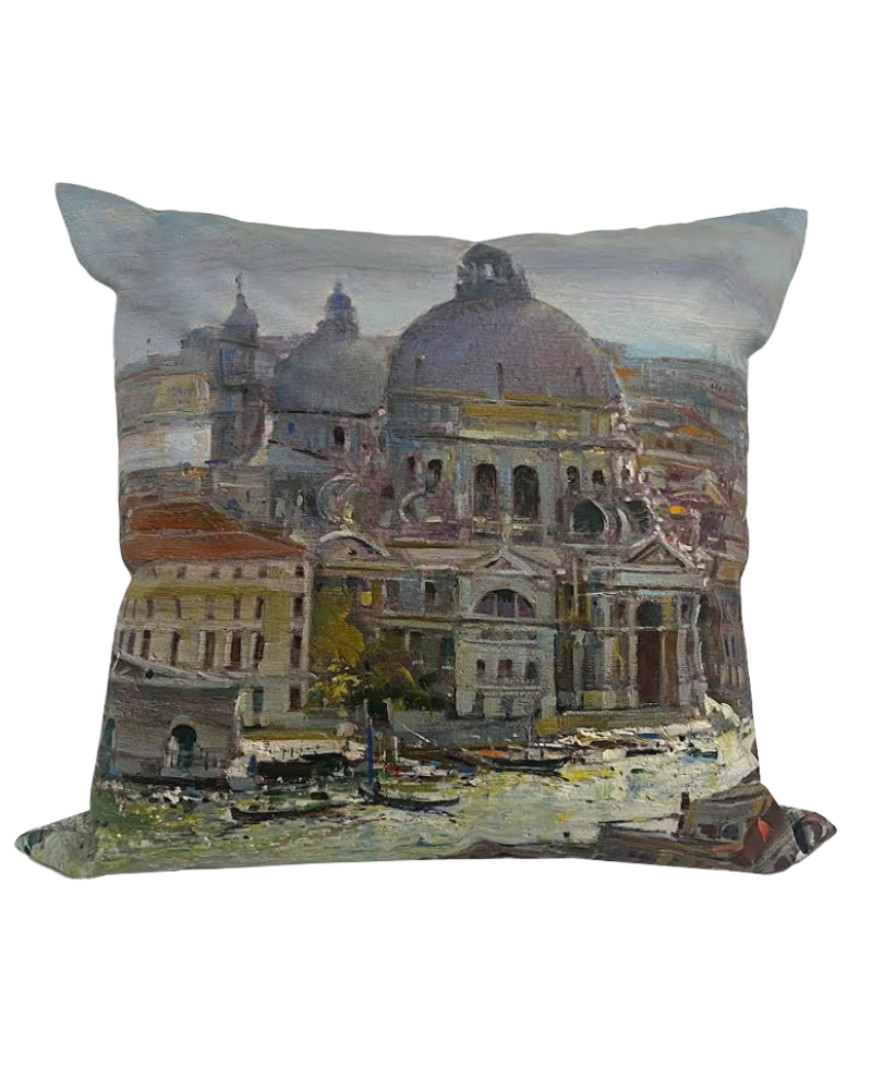 SILK PRINTED  PILLOW ON BOTH SIDE : VENICE MULTI PILLOW : 21" X 21"
