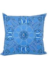 SILK PRINTED PILLOW ON BOTH SIDE: 16" X 16": STIRRUPS: OCEAN BLUE