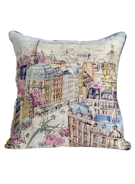 LINEN PILLOW PARIS : LIGHT BLUE: 21"x21"