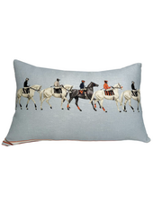 LINEN PILLOW POLO. BLUE, 12"x18"