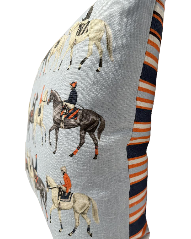 LINEN PILLOW POLO. BLUE, 12"x18"