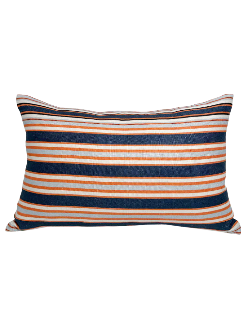 LINEN PILLOW POLO. BLUE, 12"x18"