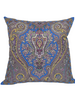 SILK PRINTED PILLOW ON BOTH SIDE: 16" X 16": PAISLEY: BLUE