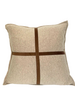 PALERMO CASHMERE PILLOW WITH CROSS SUEDE: 21" X 21": TAUPE