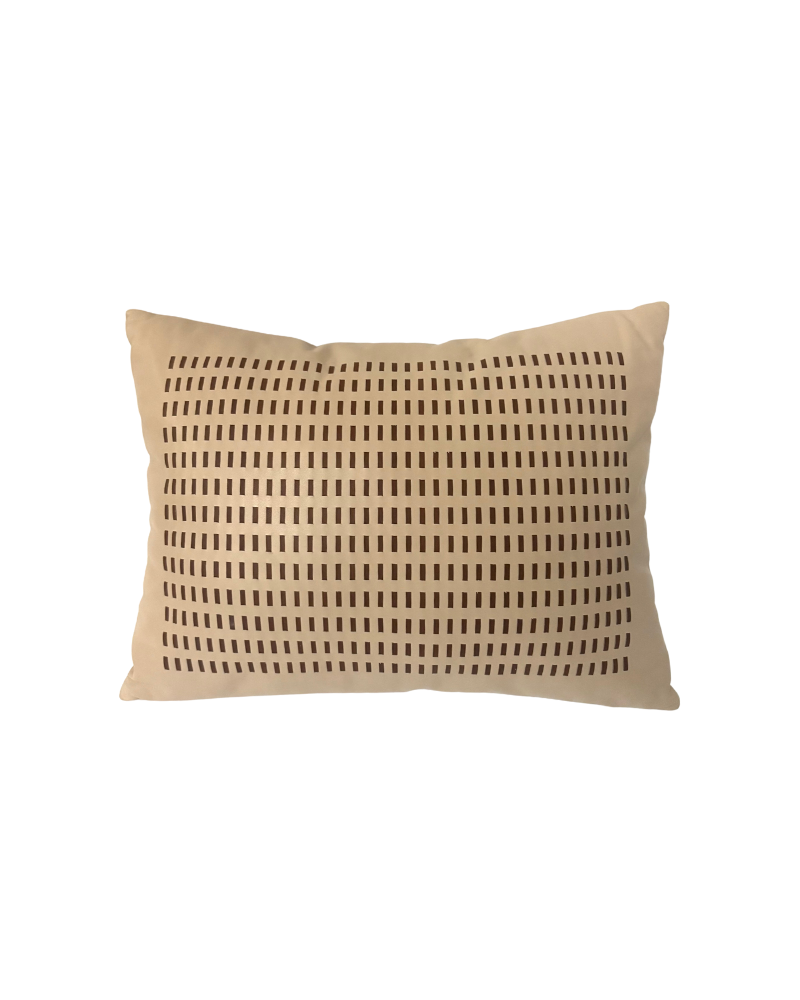 DUKE LEATHER BRAIDED PILLOW: 12" X 18": SAND-TAUPE