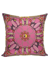 SILK PRINTED PILLOW ON BOTH SIDE: 16" X 16": STIRRUPS: FLAMINGO