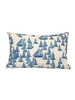 SILK PRINTED PILLOW: BOAT/ ZIG ZAG : BLUE 12"X18"
