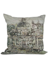 SILK PRINTED  PILLOW ON BOTH SIDE : VENICE SAGE PILLOW : 21" X 21"