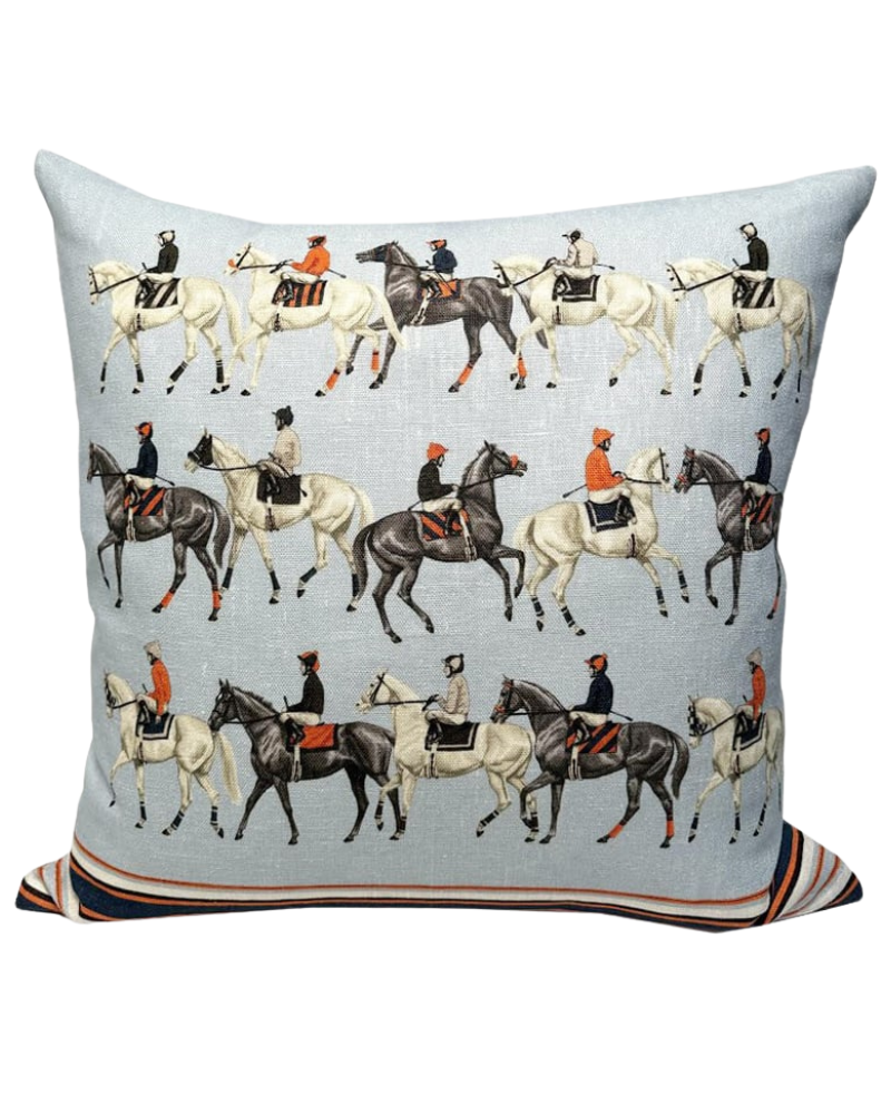 LINEN PILLOW POLO: BLUE: 21"x21"