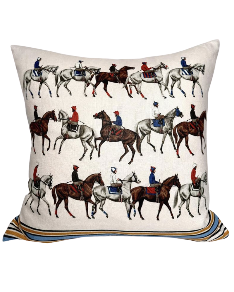 LINEN PILLOW POLO: PINK:21"x21"