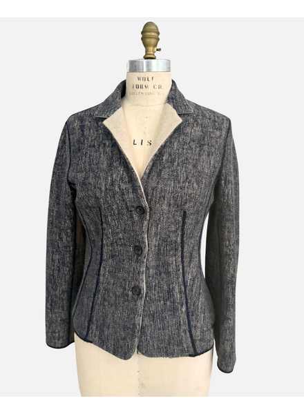 3 BUTTON REVERSIBLE CASHMERE BLAZER : NIGHT BLUE