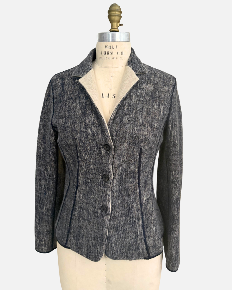 3 BUTTON REVERSIBLE CASHMERE BLAZER : NIGHT BLUE