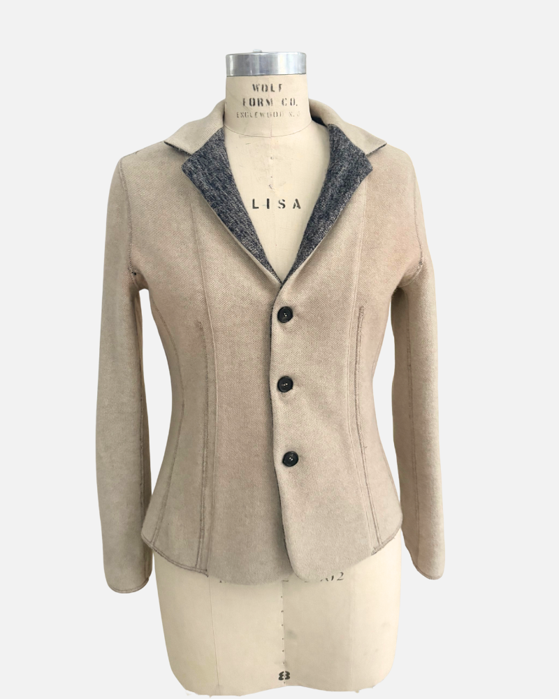 3 BUTTON REVERSIBLE CASHMERE BLAZER : NIGHT BLUE