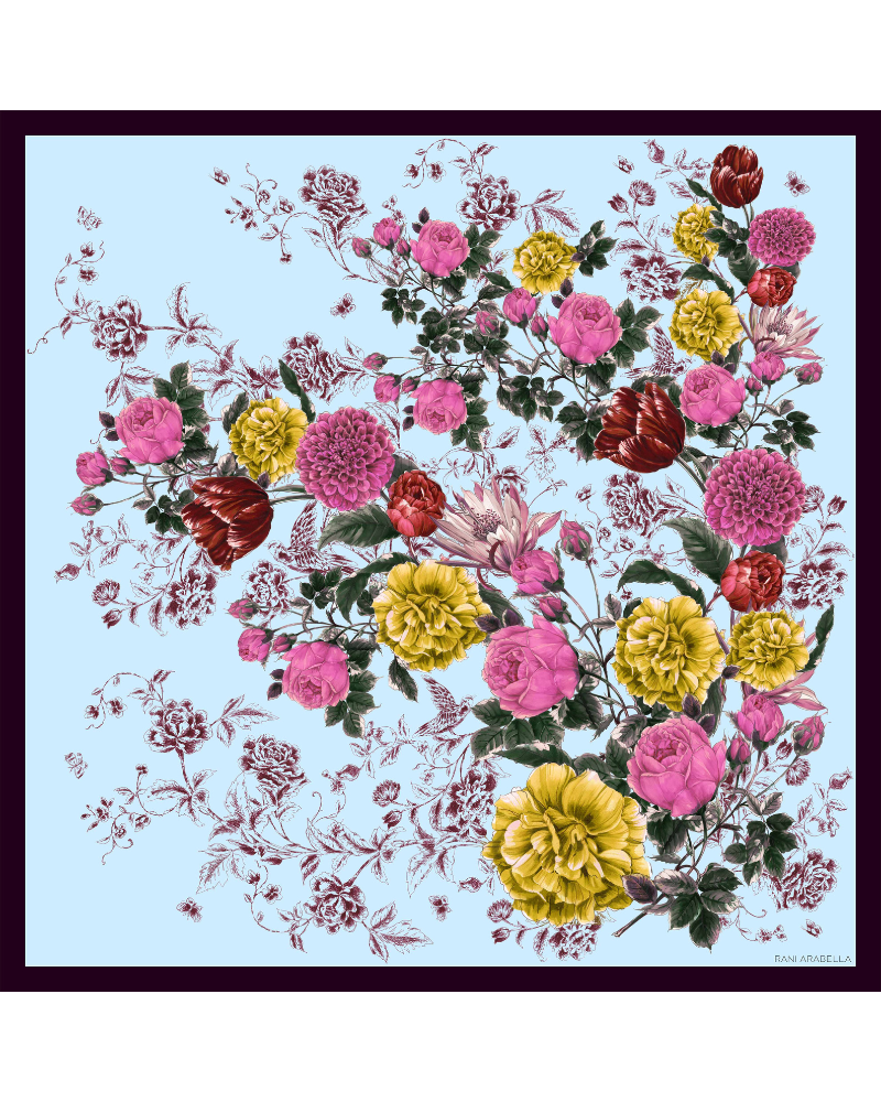 CASHMERE PRINTED PONCHO: SANREMO: BLUE