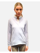 POPELINE COLLAR ASYMMETRICAL SWEATER: LIGHT BLUE