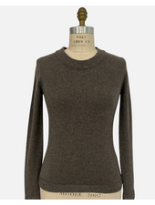 CASHMERE CREW NECK WITH JEWEL KNIT DETAIL: HAZELNUT