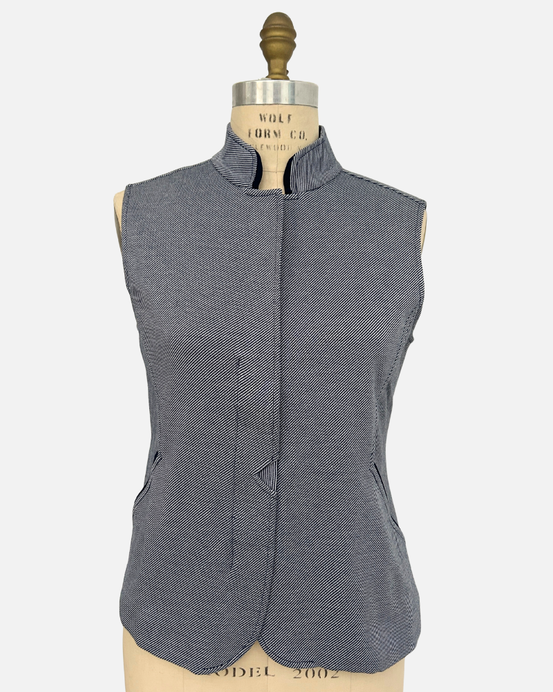 JERSEY STRIPED VEST: BLUE-WHITE