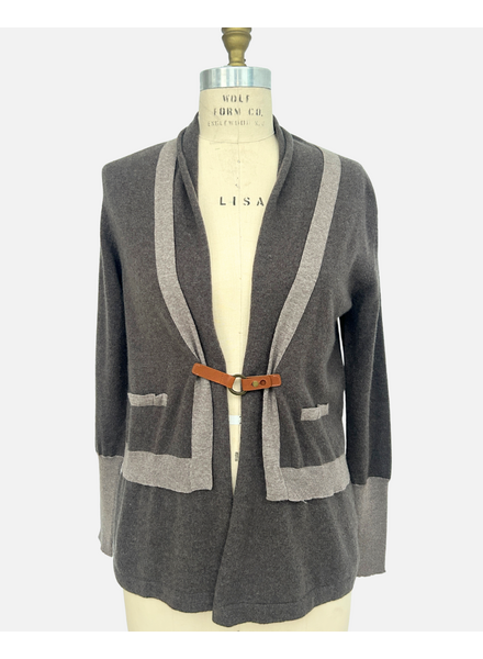 TWO LAYERS CARDIGAN: BROWN