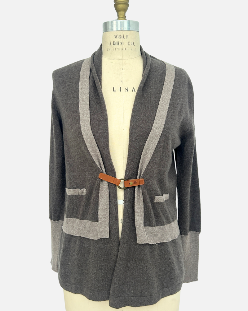 TWO LAYERS CARDIGAN: BROWN