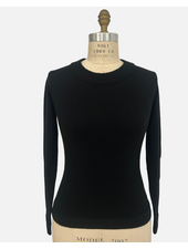 CASHMERE CREW NECK WITH JEWEL KNIT DETAIL: BLACK