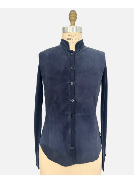 SUEDE JACKET-SHIRT, NAVY