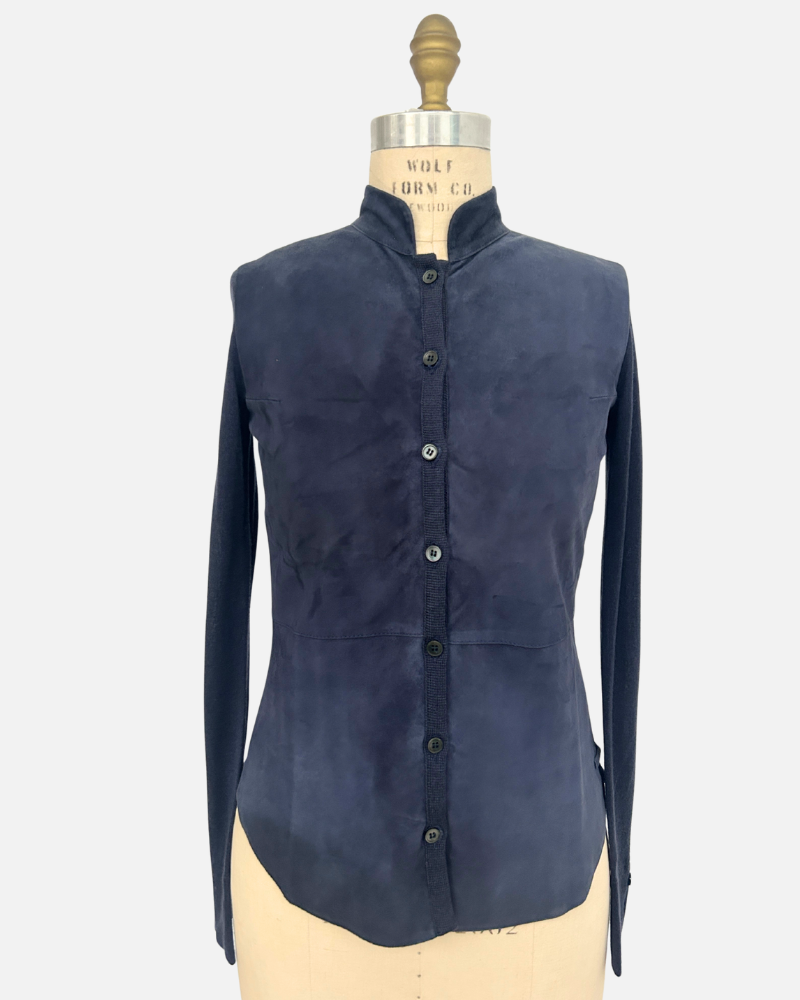 SUEDE JACKET-SHIRT, NAVY