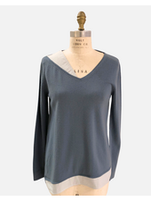 ASYMMETRICAL TUNIC W/ POPELINE DETAIL: 100% CASHMERE: JEANS