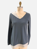 ASYMMETRICAL TUNIC W/ POPELINE DETAIL: 100% CASHMERE: JEANS