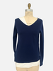 ASYMMETRICAL TUNIC W/ POPELINE DETAIL: 100% CASHMERE: NAVY