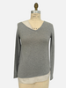 ASYMMETRICAL TUNIC W/ POPELINE DETAIL: 100% CASHMERE: GRAY