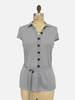 SHORT SLEEVES BELTED TUNIC, LIGHT BLUE