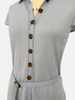 SHORT SLEEVES BELTED TUNIC, LIGHT BLUE