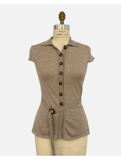 SHORT SLEEVES BELTED TUNIC TAUPE