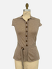 SHORT SLEEVES BELTED TUNIC TAUPE