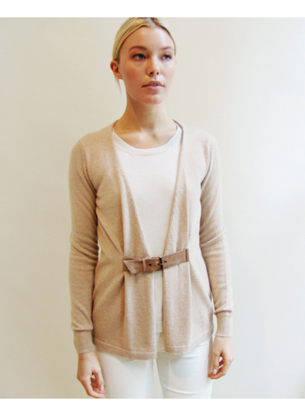 SWEATER WITH ATTACHED SHELL, CAMEL-IVORY