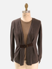 SWEATER WITH ATTACHED SHELL:  CHOCOLATE  WITH TAUPE