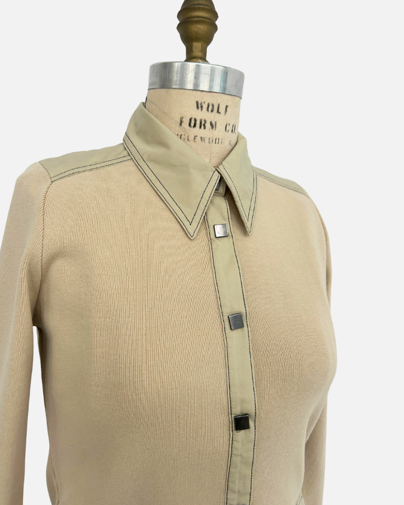 SHIRT WITH JACKET POCKETS: CAMEL