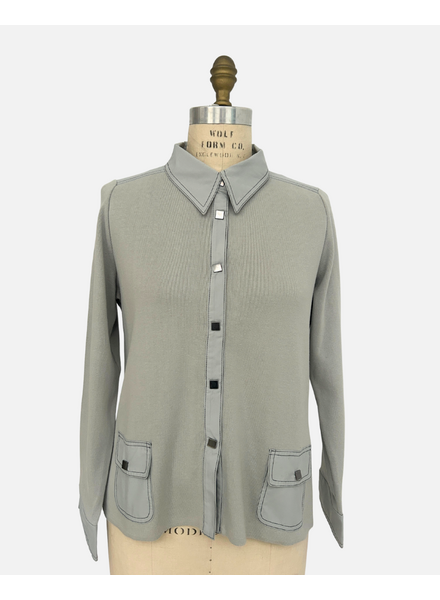 SHIRT WITH JACKET POCKETS: SILVER