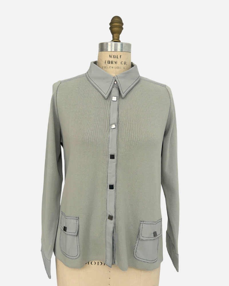 SHIRT WITH JACKET POCKETS: SILVER