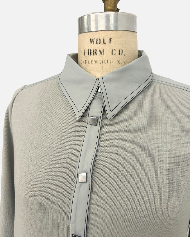 SHIRT WITH JACKET POCKETS: SILVER
