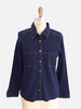 KNIT SHIRT WITH COTTON FABRIC DETAILS ON COLLAR, CUFF AND PLACKET: NAVY BLUE