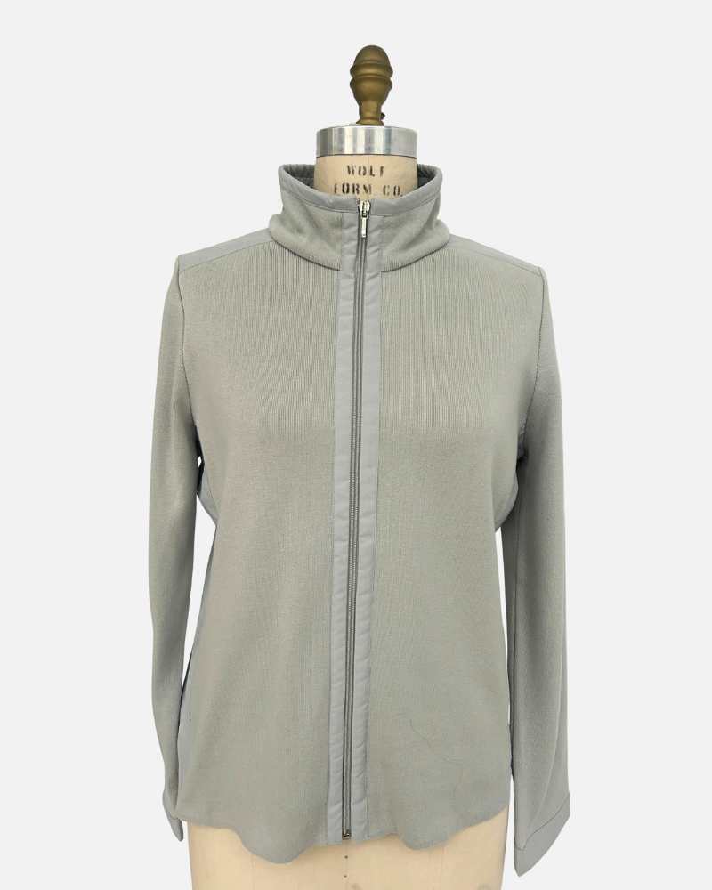 FULL ZIP COTTON JACKET: SILVER