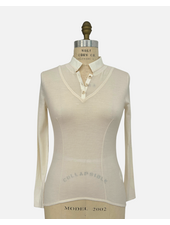 POPELINE COLLAR ASYMMETRICAL SWEATER: SUPERFINE CASHMERE: IVORY