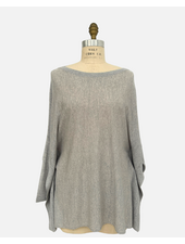 SWEATER CAPE WITH LUREX DETAIL: SUPERFINE CASHMERE: PEARL
