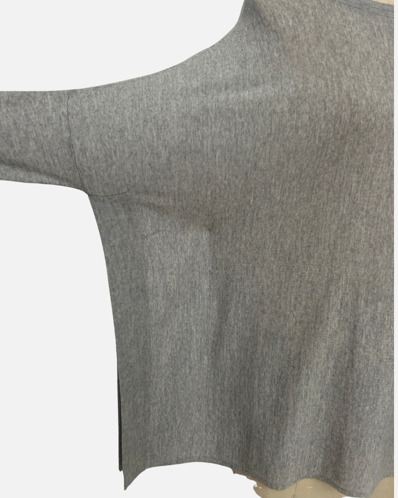 SWEATER CAPE WITH LUREX DETAIL: SUPERFINE CASHMERE: PEARL