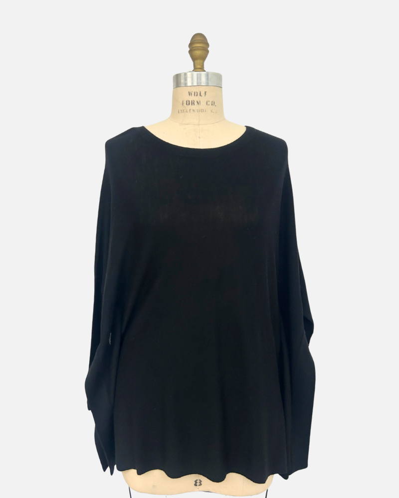 SWEATER CAPE: SUPERFINE CASHMERE : BLACK: NO LUREX