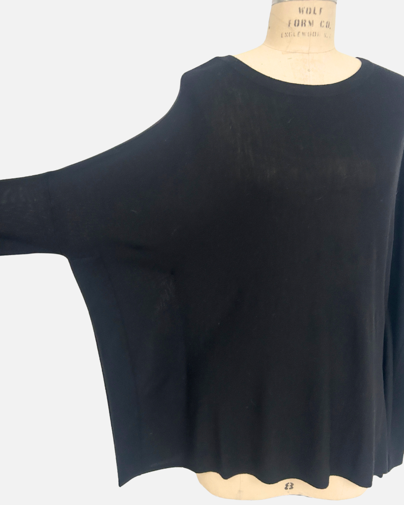 SWEATER CAPE: SUPERFINE CASHMERE : BLACK: NO LUREX