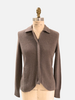 CASHMERE RIB KNIT JACKET ZIP SWEATER: CLAY